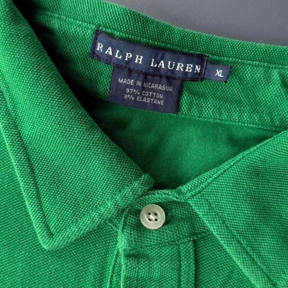 Vtg Green Ralph Lauren four button polo shirt